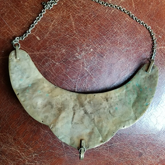 Vintage necklace Tibetan goddess bib Nepali gold tone boho bohemian - Picture 8 of 9